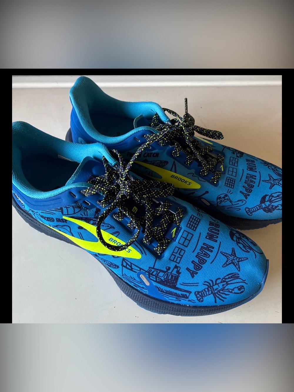 Brooks Launch 9 Boston Limited Edition Women's Lace Running Shoes-Blue-Sz 8 EUC